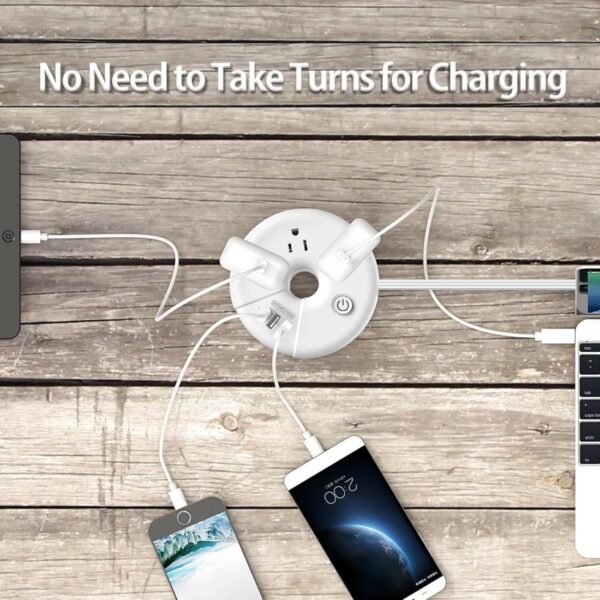 Travel Power Strip, NTONPOWER 3 Outlets 3 USB(1 USB C) Cruise Approved Power Strip, Short Extension Cord 3ft, Travel Essentials for Home, Hotels, Cruise Ship, Vacation, White, i-Donut Power Strip - Image 6