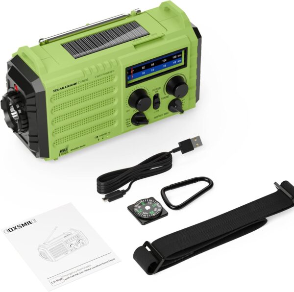 NOAA Weather Radio, Emergency Hand Crank Radio with Solar Charger, Portable Battery Operated AM FM Shortwave Radio with LED Flashlight, USB Charger, Earbud Jack, SOS Alert for Home Survival Hurricane - Image 8