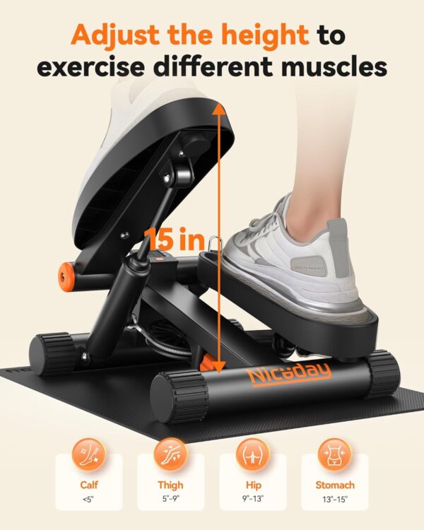 Niceday Steppers for Exercise, Mini Stair Stepper with Resistance Bands at Home Workout Equipment with 300LBS Loading Capacity, Hydraulic Fitness Stepper with LCD Monitor - Image 5