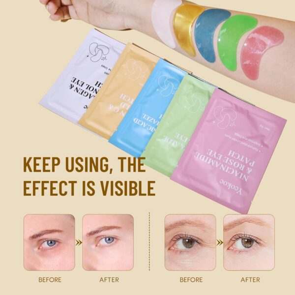 Under Eye Patches for Dark Circles,Eye Mask for Puffy Eyes With Collagen,Retinol,Vitmin C,Hyaluronic Acid and Niacinamide Face Masks Skincare Spa Gifts for Woman 20Pairs - Image 5