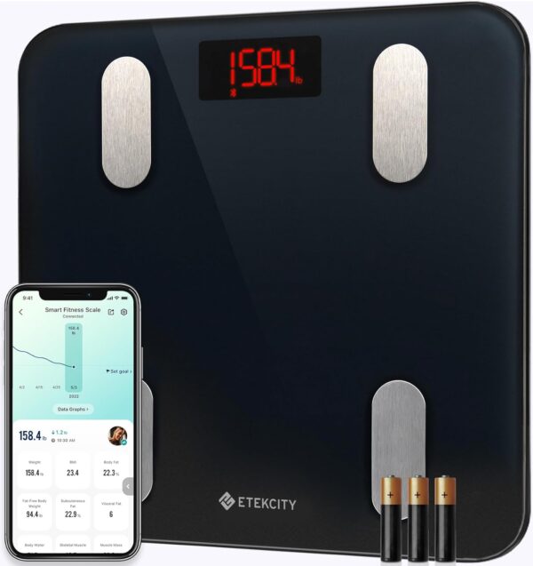 Etekcity Smart Scale for Body Weight, Digital Bathroom Weighing Machine Fat Percentage BMI Muscle, Accurate Composition Analyzer People, Bluetooth Electronic Measurement Tool, 400lb - Image 2
