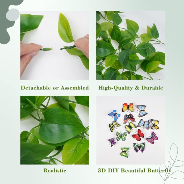 BLEUM CADE Fake Hanging Plants, 2pcs Artificial Hanging Plant, Faux Pothos Vines Hanging Plant Greenery for Wall Home Living Room Indoor Outdoor Decor (No Baskets) - Image 7