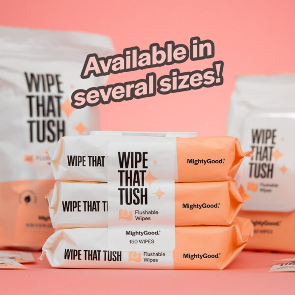 Wipe That Tush On-The-Go Flushable Wet Wipes - 1 Pack, 30 Wipes - Individually Wrapped Extra-Large Wipes with Aloe - Hypoallergenic & Unscented - Septic and Sewer Safe - Image 9