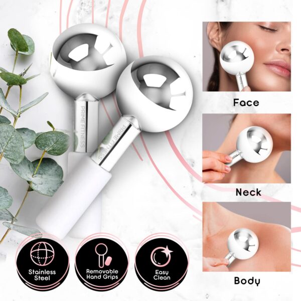 Ice Globes for Facials | Unbreakable Steel Cooling Roller | Cryo Sticks for Face | Massager for Face Neck & Eyes | Skin Care for Dark Circles, Puffiness, Wrinkles, Collagen Production (WHITE) - Image 3