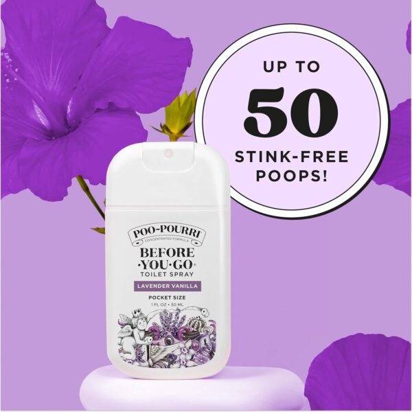 Poo-Pourri Lavender Vanilla Pocket Before-You-Go Toilet Spray - Instantly Trap Bathroom Odor - Plant Based Ingredients & Essential Oils - Travel Essentials - with Lavender, Vanilla & Citrus - Image 9