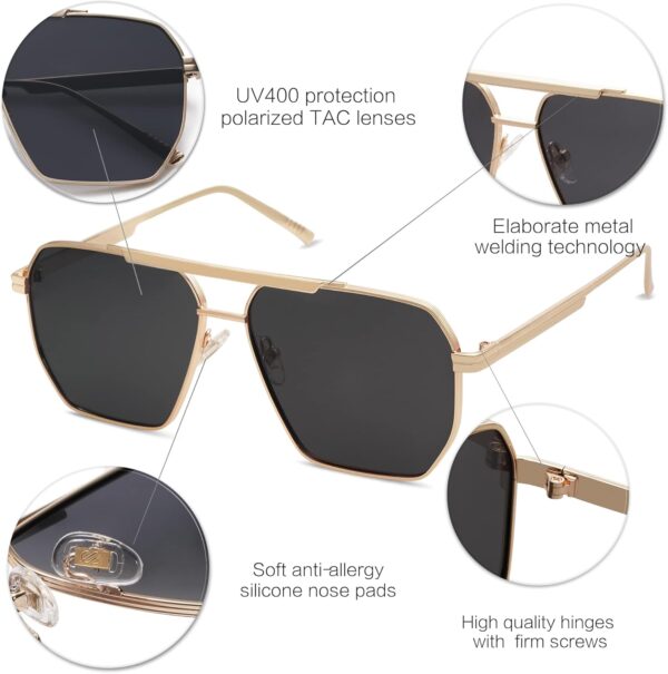 SOJOS Retro Oversized Square Polarized Sunglasses for Women Men Vintage Shades Classic Large Metal Sun Glasses - Image 5