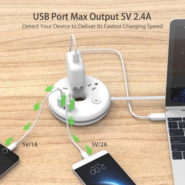 Travel Power Strip, NTONPOWER 3 Outlets 3 USB(1 USB C) Cruise Approved Power Strip, Short Extension Cord 3ft, Travel Essentials for Home, Hotels, Cruise Ship, Vacation, White, i-Donut Power Strip - Image 4