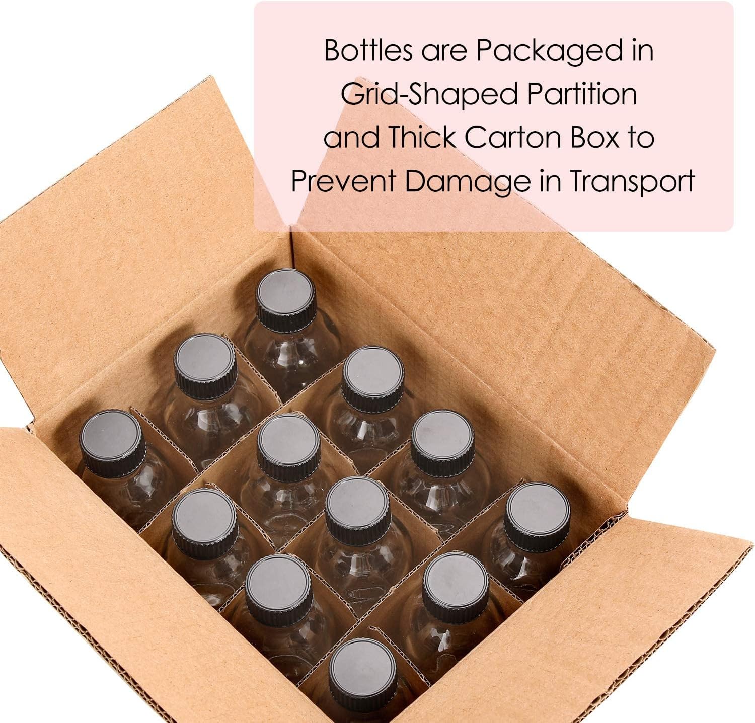 12 Pack, 2 oz Small Clear Glass Bottles w/Lid & 3 Funnels - 60ml Boston Shot Bottles for Health, Immunity, Potion, Wellness, Sample, Ginger, Juice - Mini Personal Care & Beauty Travel Bottle - Image 7