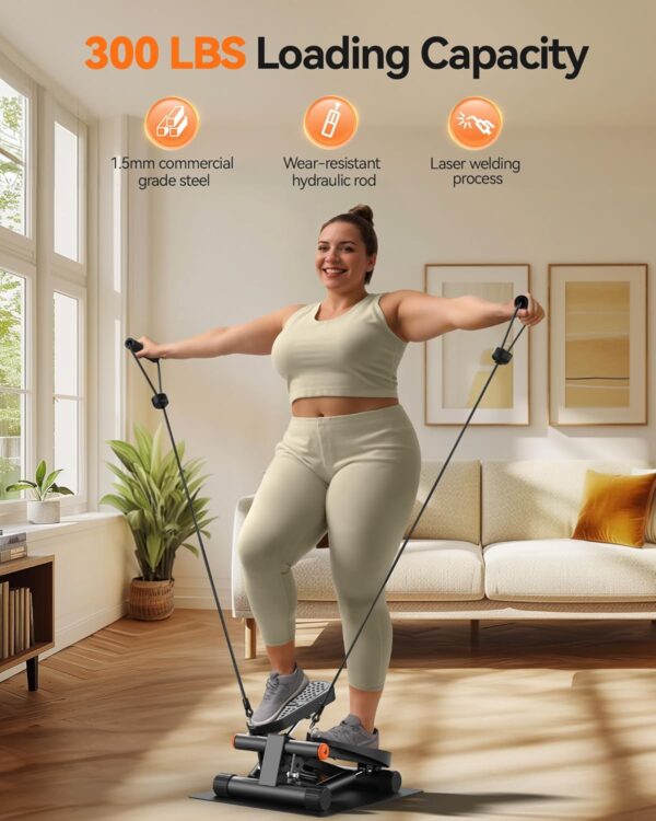 Niceday Steppers for Exercise, Mini Stair Stepper with Resistance Bands at Home Workout Equipment with 300LBS Loading Capacity, Hydraulic Fitness Stepper with LCD Monitor - Image 6