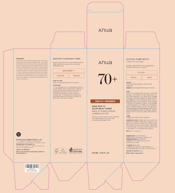 ANUA Rice 70 Glow Milky Toner, for Glass Skin, Rice Water, Niacinamide, Ceramides, Panthenol, Fragrance-Free, Non comedogenic, Fungal Acne Safe, Korean Skin Care, 250ml/8.45fl.oz. - Image 3