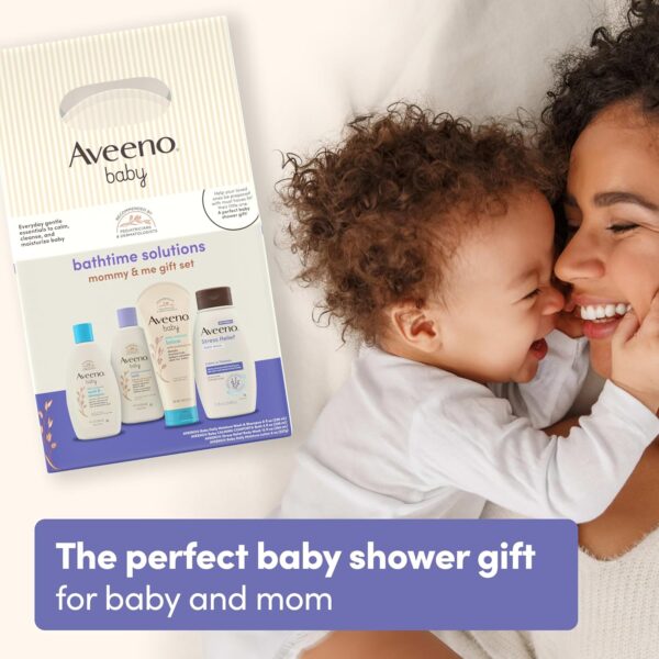 Aveeno Baby Bathtime Solutions Mommy & Me Gift Set, Baby Wash & Shampoo, Calming Bath, Daily Moisturizing Lotion & Stress Relief Body Wash for Mom, Nourishing Oat, Registry Must Haves, 4 items - Image 5