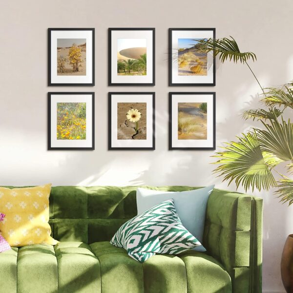 upsimples 11x14 Picture Frame Set of 5, Display Pictures 8x10 with Mat or 11x14 Without Mat, Wall Gallery Photo Frames, Black - Image 3