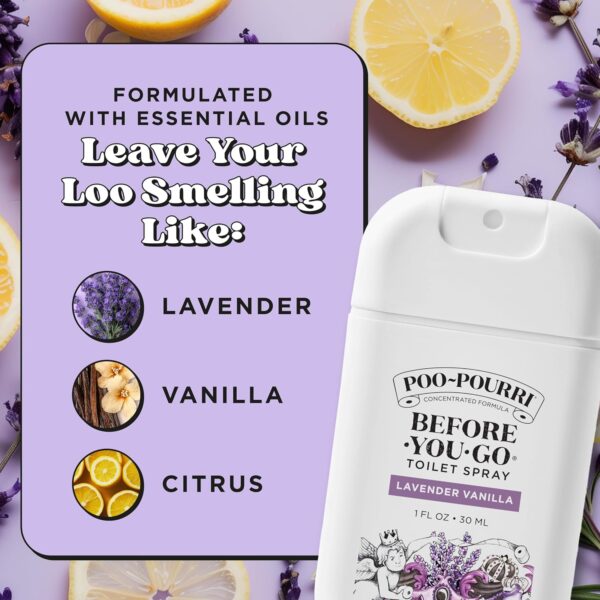 Poo-Pourri Lavender Vanilla Pocket Before-You-Go Toilet Spray - Instantly Trap Bathroom Odor - Plant Based Ingredients & Essential Oils - Travel Essentials - with Lavender, Vanilla & Citrus - Image 8