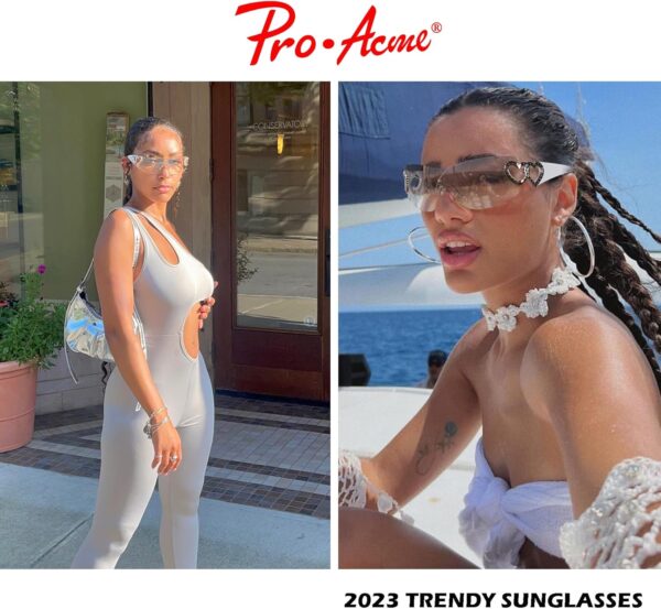 Pro Acme Wrap Around Rimless Sunglasses Women Men, Oversized Fashion Futuristic Sun Glasses Cool Shade 2000S Trendy - Image 6