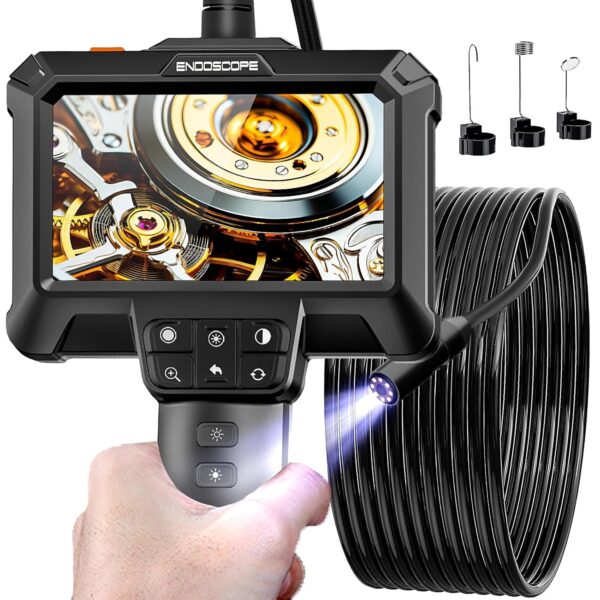 Endoscope Camera with Light - IP67 Waterproof Borescope Camera with 8 Adjustable LED Lights | 4.3" LCD Screen Borescope | HD 1080P Inspection Cameras with 16.5ft Semi-Rigid Cord Tools for Men - Image 2
