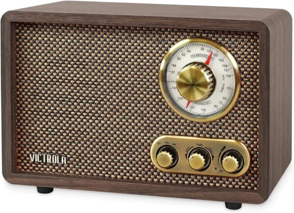 Victrola Willow – Retro Wood Bluetooth Radio with Built-in Speakers: Elegant & Vintage Design, Rotary AM/FM Tuning Dial, Bass & Treble Control, Wireless Streaming (Espresso) - Image 2