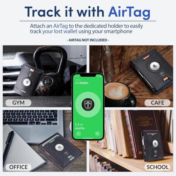 TRAVANDO AirTag* Wallet Mens Wallet with Money Clip Air Tag Wallet Card Holder RFID Blocking Bifold Gifts for Men - Image 3
