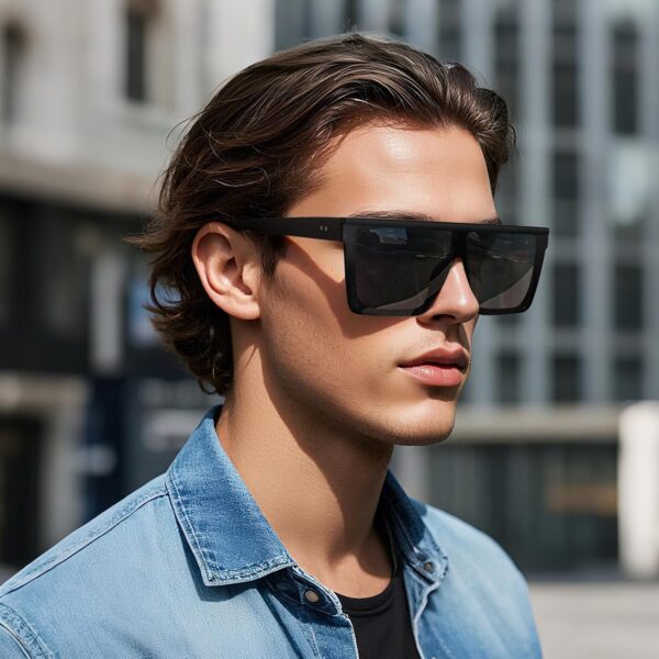 Dollger Square Oversized Sunglasses for Women Men Fashion Flat Top Big Black Frame Shades - Image 7