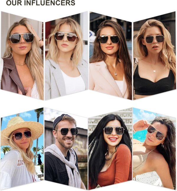 SOJOS Retro Oversized Square Polarized Sunglasses for Women Men Vintage Shades Classic Large Metal Sun Glasses - Image 3
