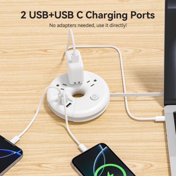 Travel Power Strip, NTONPOWER 3 Outlets 3 USB(1 USB C) Cruise Approved Power Strip, Short Extension Cord 3ft, Travel Essentials for Home, Hotels, Cruise Ship, Vacation, White, i-Donut Power Strip - Image 10