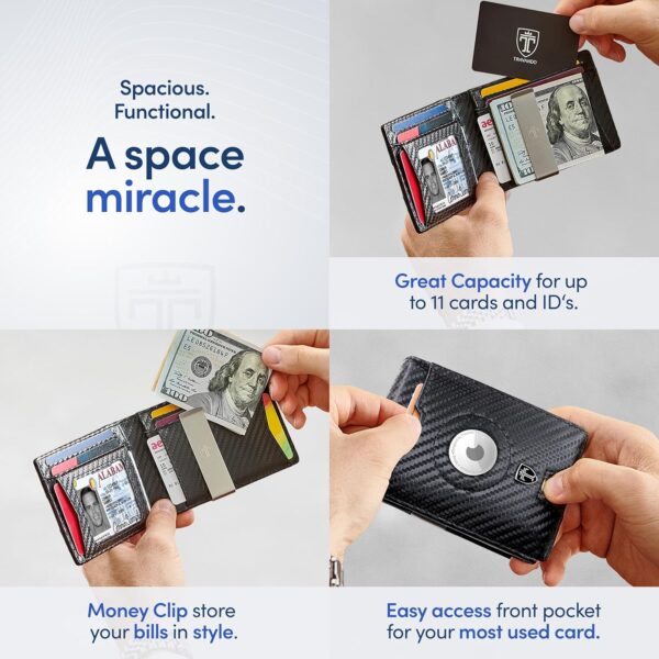 TRAVANDO AirTag* Wallet Mens Wallet with Money Clip Air Tag Wallet Card Holder RFID Blocking Bifold Gifts for Men - Image 5