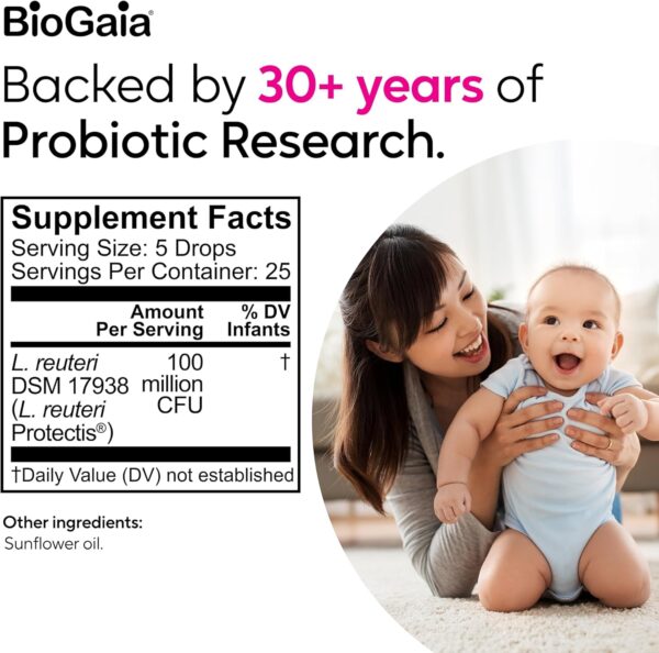 BioGaia Protectis Baby Probiotic Drops | Baby Essentials for Colic & Gas Relief | Safe for Newborns | Ease Crying, Fussing, Colic, Gas, Spit-ups & Constipation | No Dairy, Soy & Gluten | 5mL - Image 10