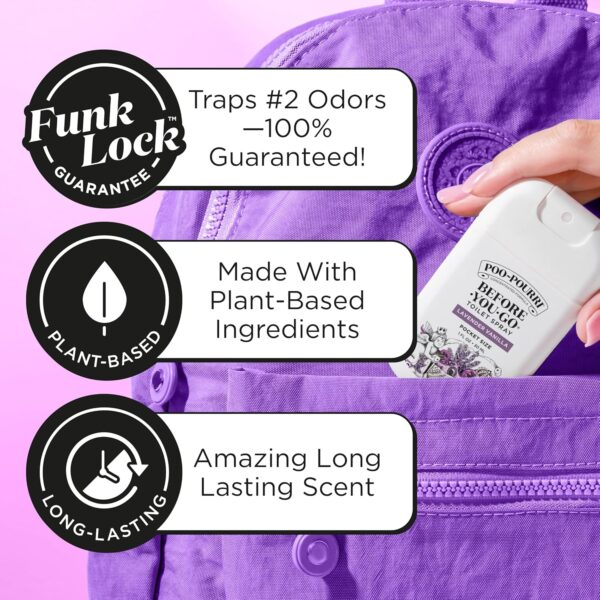 Poo-Pourri Lavender Vanilla Pocket Before-You-Go Toilet Spray - Instantly Trap Bathroom Odor - Plant Based Ingredients & Essential Oils - Travel Essentials - with Lavender, Vanilla & Citrus - Image 3