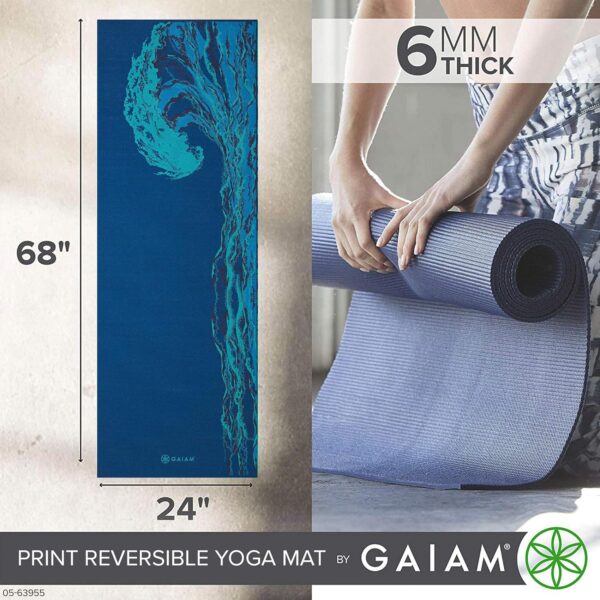 Gaiam Yoga Mat - Premium 6mm Print Reversible Extra Thick Non Slip Exercise & Fitness Mat for All Types of Yoga, Pilates & Floor Workouts (68" x 24" x 6mm Thick) - Image 5