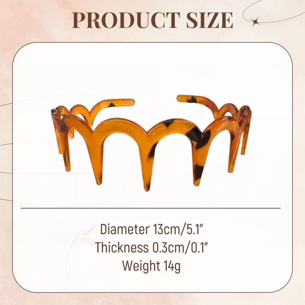 2 PCS U Shape Fashion Tooth Hair Comb Headband, 2026 High Cranium Head Bands for Women's Hair, Reversible Korean Headbands with Teeth for Women Gifts for Teen Girls (Amber+Black, One Size) - Image 3