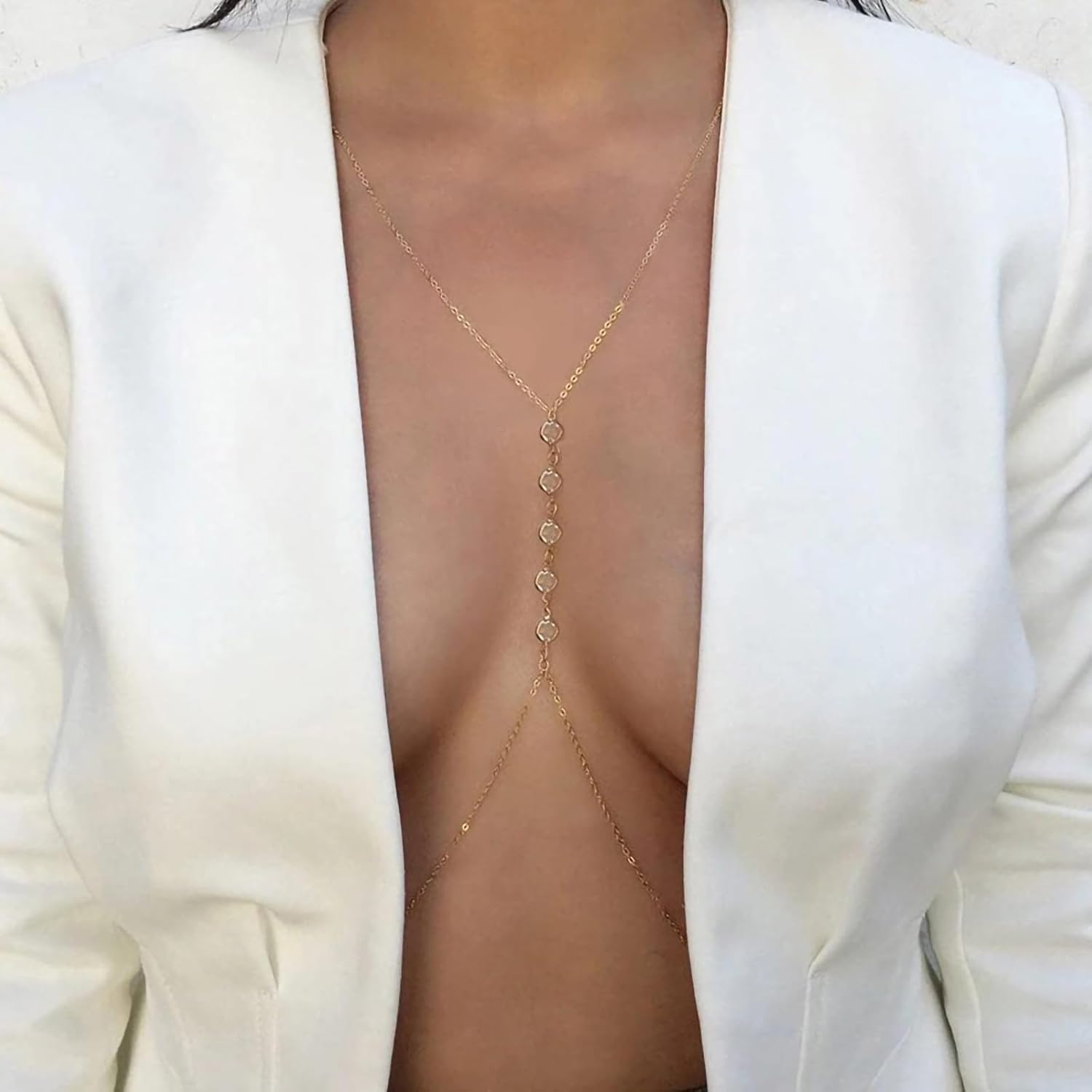 14K Gold Plated Sexy Body Chains for Women, Layered Rhinestone Crossover Bikini Bra Body Jewelry, Summer Beach Crystal Belly Waist Chain - Image 3