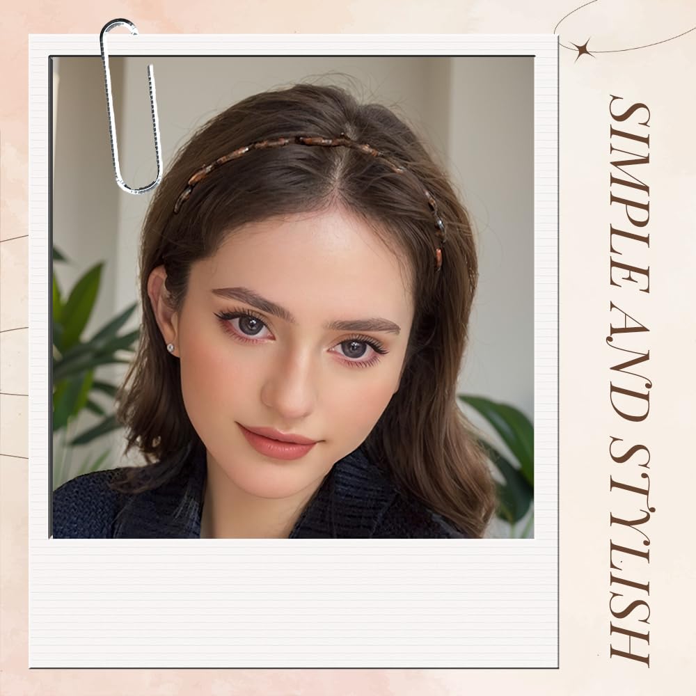 2 PCS U Shape Fashion Tooth Hair Comb Headband, 2026 High Cranium Head Bands for Women's Hair, Reversible Korean Headbands with Teeth for Women Gifts for Teen Girls (Amber+Black, One Size) - Image 7