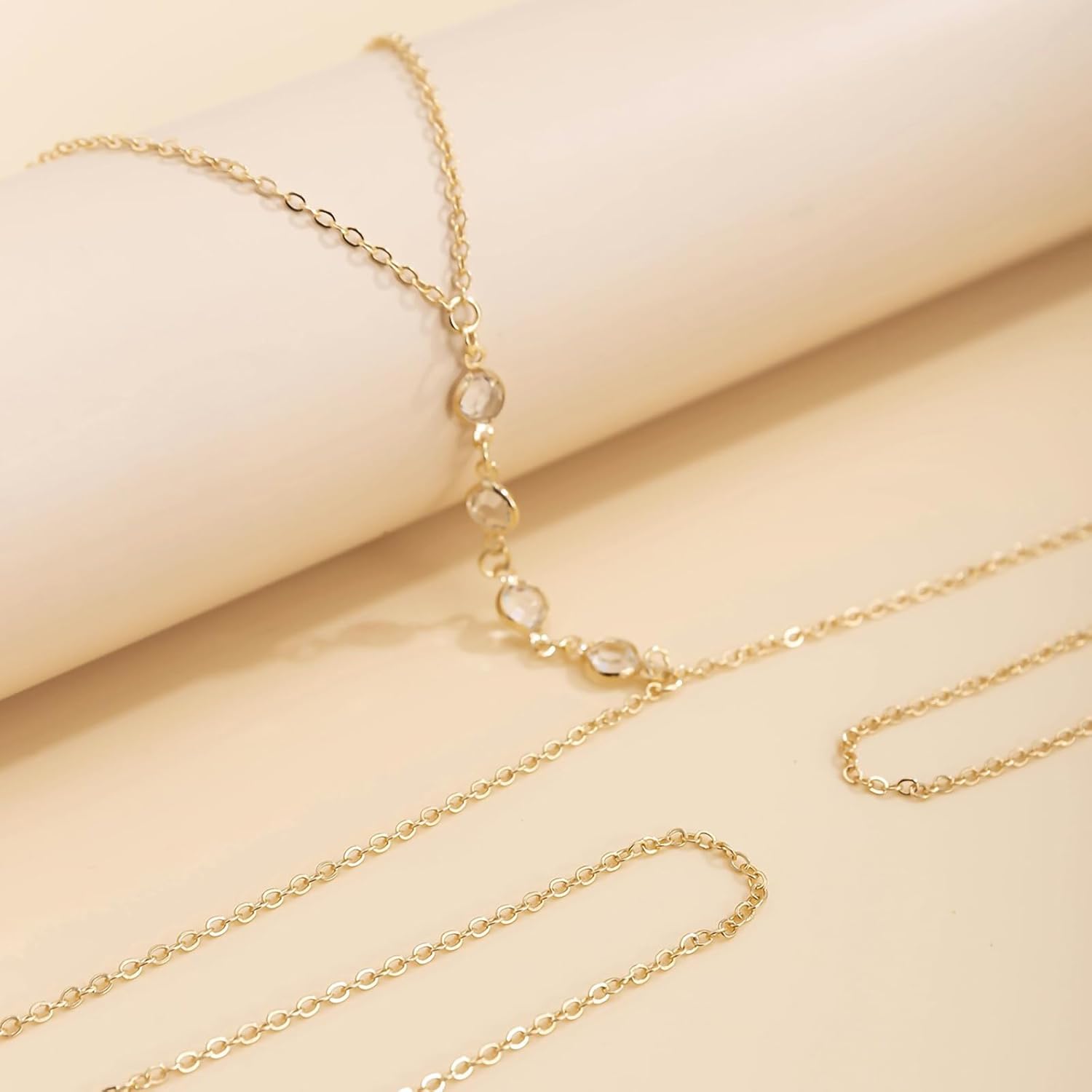 14K Gold Plated Sexy Body Chains for Women, Layered Rhinestone Crossover Bikini Bra Body Jewelry, Summer Beach Crystal Belly Waist Chain - Image 5