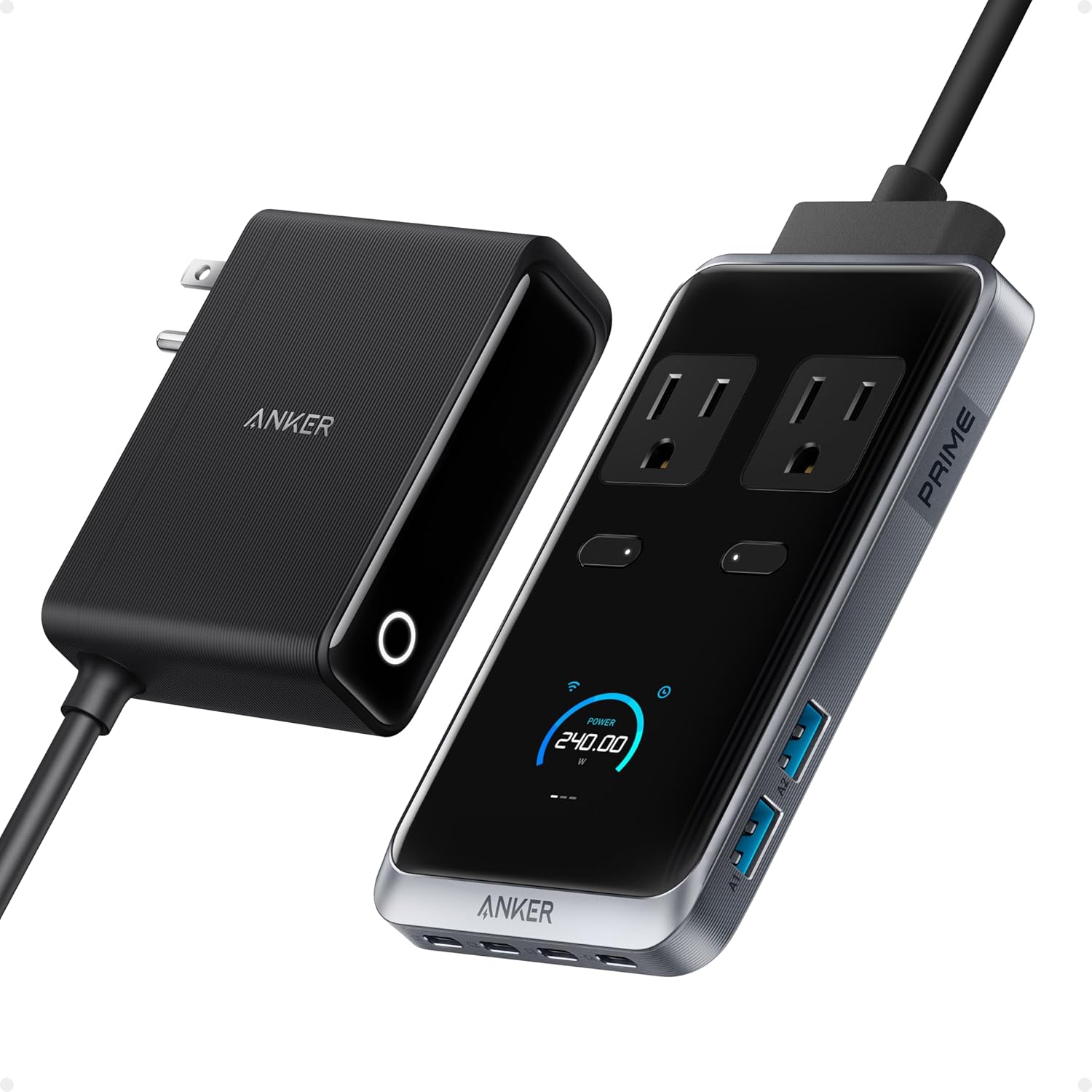 Anker Prime Charging Station, 240W 8-in-1 USB C Power Strip, 5 ft Detachable Extension Cord, 2 AC, 4 USB C, 2 USB A, for iPhone 15/14, Desktop Accessory for MacBook, Home, Office (Not for Travel) - Image 2