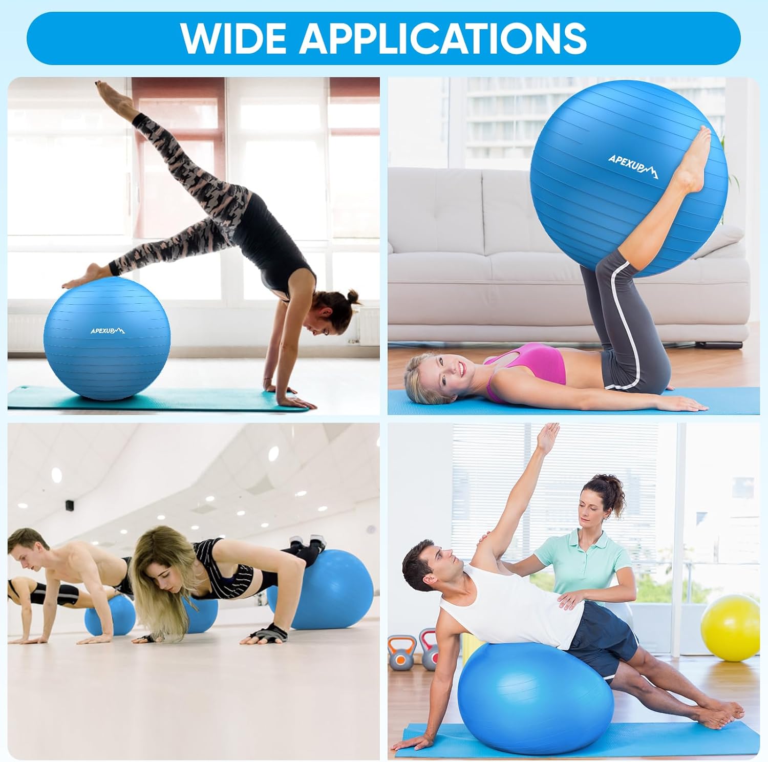 APEXUP Yoga & Pilates Ball - Anti Slip Heavy Duty Gym Ball for Fitness, Balance & Core Workout - Image 8