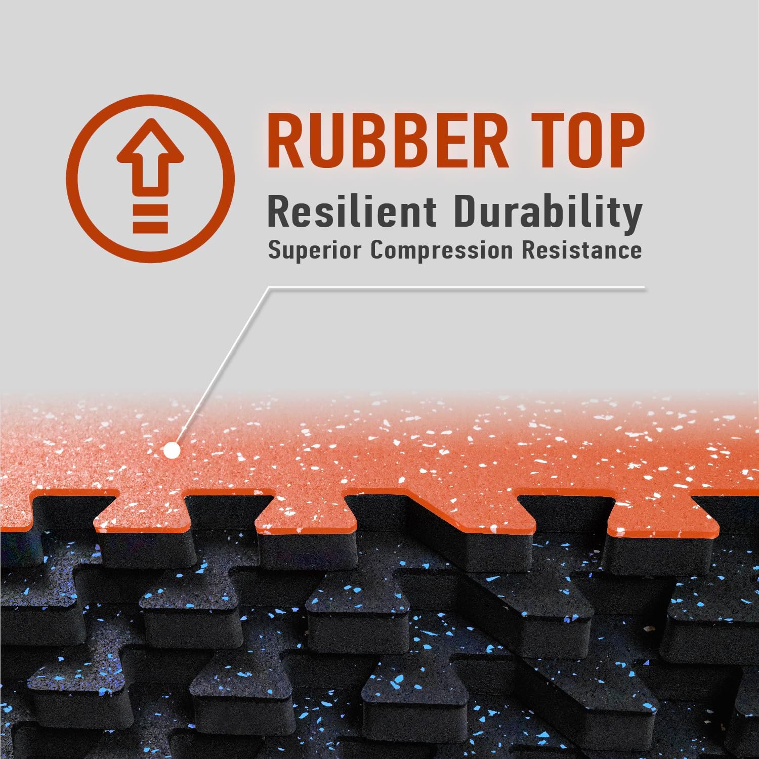 AIRHOP 0.56in Thick 24 Sq Ft Exercise Equipment Mats, 6 Tiles Upgraded Rubber Top with High Density EVA Foam, Large Interlocking Puzzle Gym Flooring for Home Gym, Heavy Weight Workout,Black & Blue - Image 3