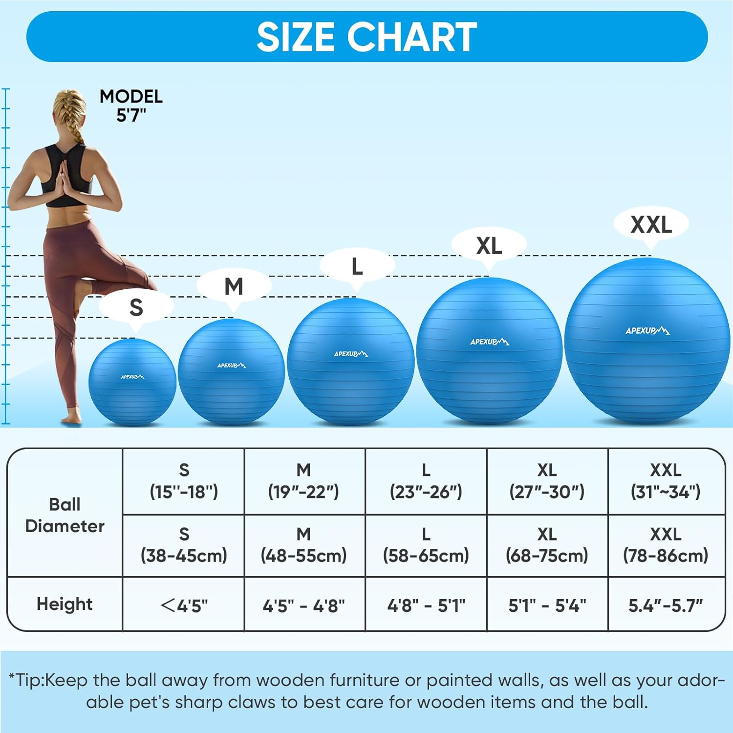 APEXUP Yoga & Pilates Ball - Anti Slip Heavy Duty Gym Ball for Fitness, Balance & Core Workout - Image 5