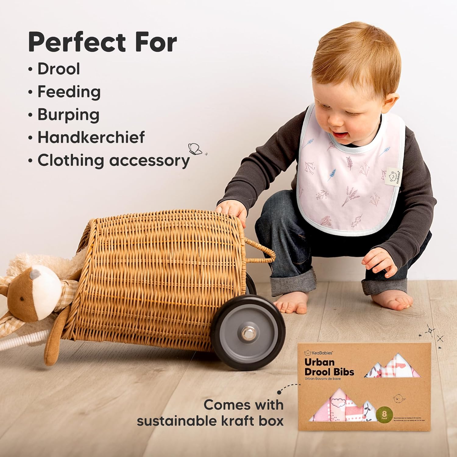 8-Pack Organic Baby Bibs for Boys, Girls - Soft Cotton Drooling and Teething Bibs for Baby Girl & Boy, Extra Absorbent, Easy To Clean & Put On for Toddler, Newborn, Infant 0-24 Months (Sweet Charm) - Image 8