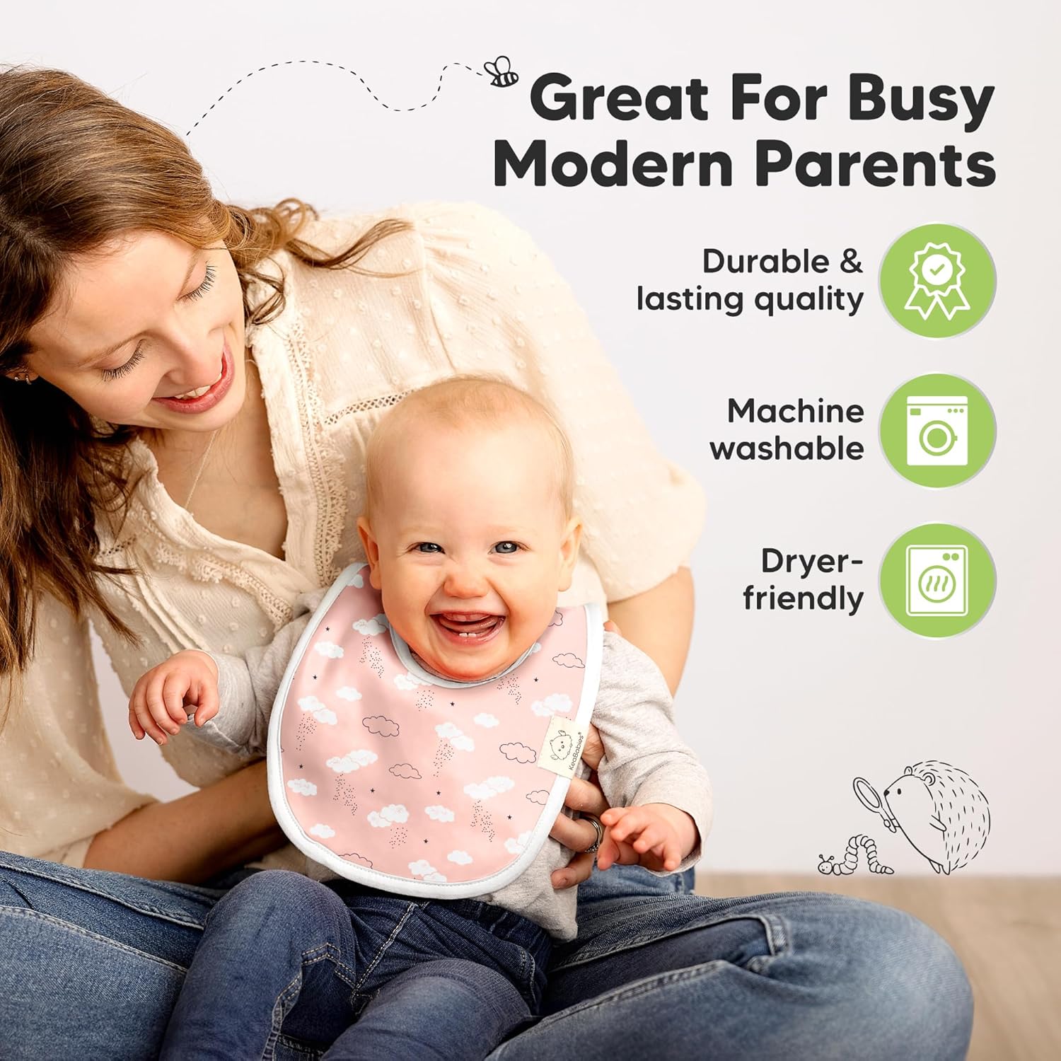 8-Pack Organic Baby Bibs for Boys, Girls - Soft Cotton Drooling and Teething Bibs for Baby Girl & Boy, Extra Absorbent, Easy To Clean & Put On for Toddler, Newborn, Infant 0-24 Months (Sweet Charm) - Image 9