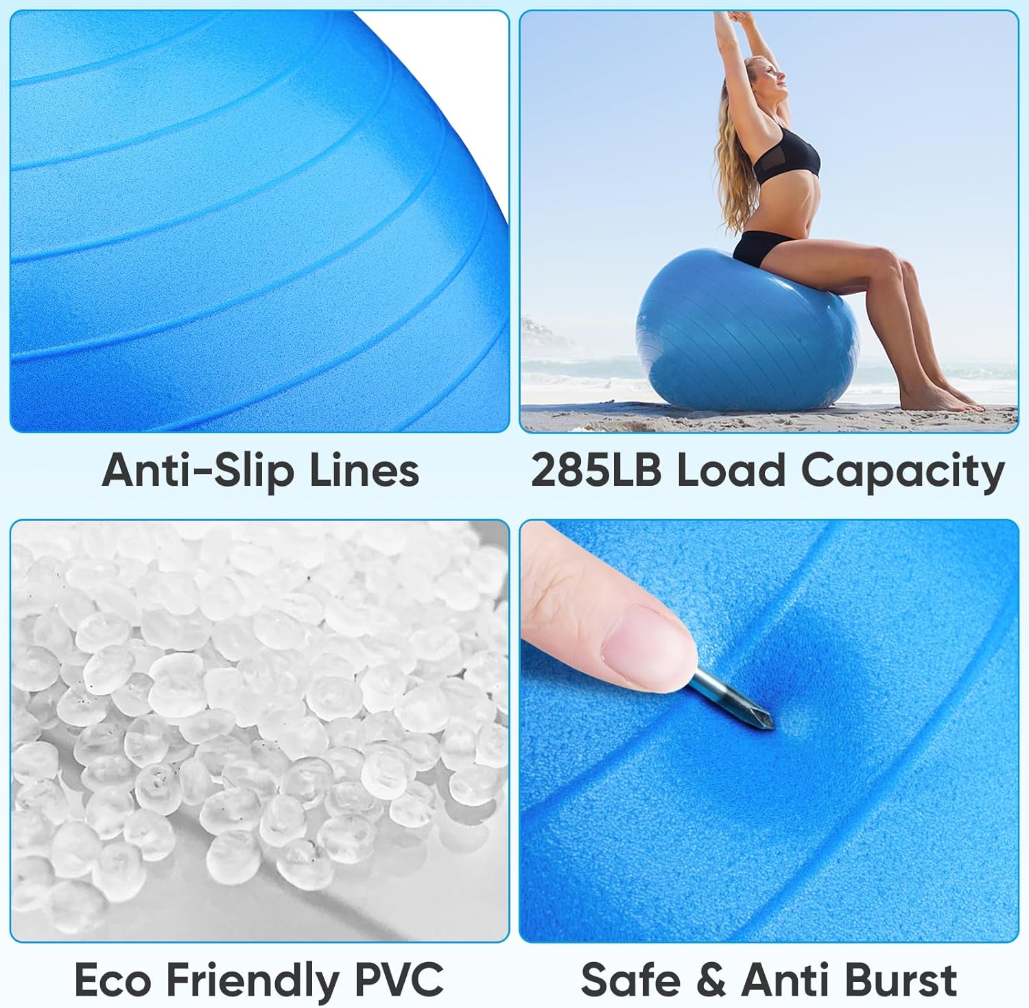 APEXUP Yoga & Pilates Ball - Anti Slip Heavy Duty Gym Ball for Fitness, Balance & Core Workout - Image 3