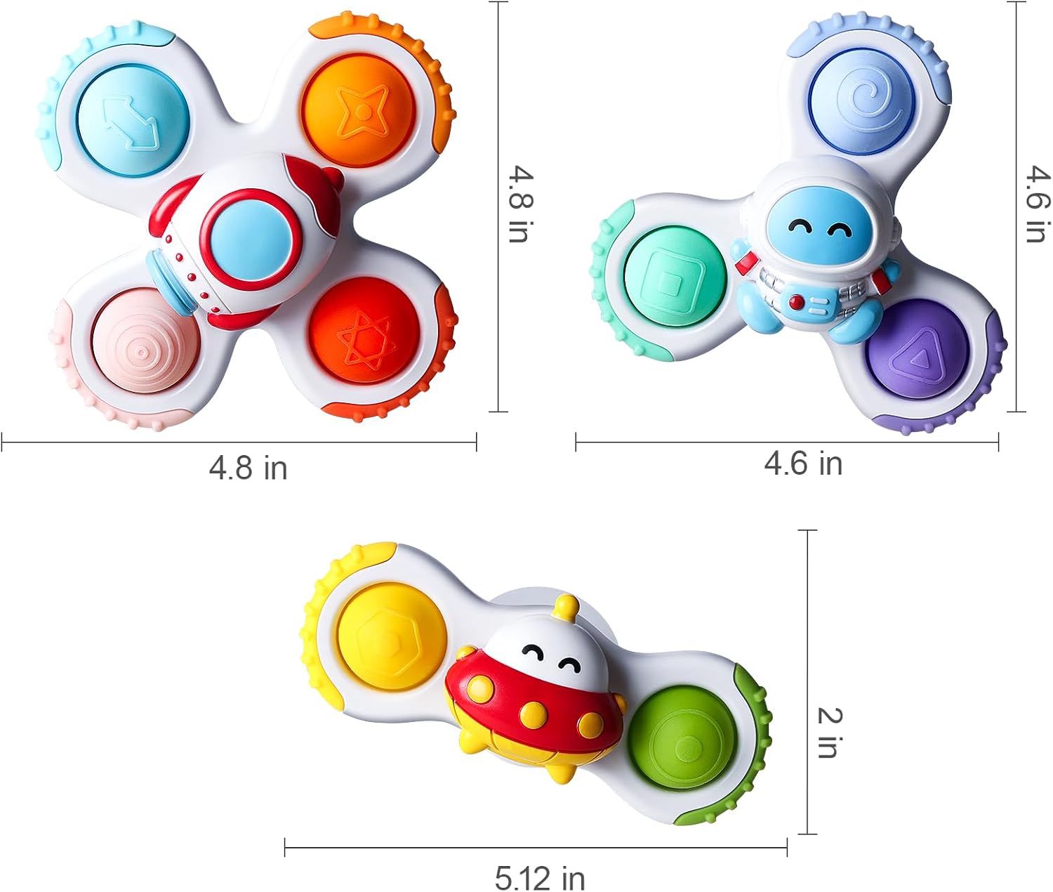ALASOU 3PCS Pop Suction Cup Spinner Toys for 1 Year Old Boy Girl|Novelty Spinning Tops Toddler Toys Age 1-2|Sensory Baby Bath Toy for Toddlers 1-3|12 18 Months Boy Birthday Gift for Infant - Image 9