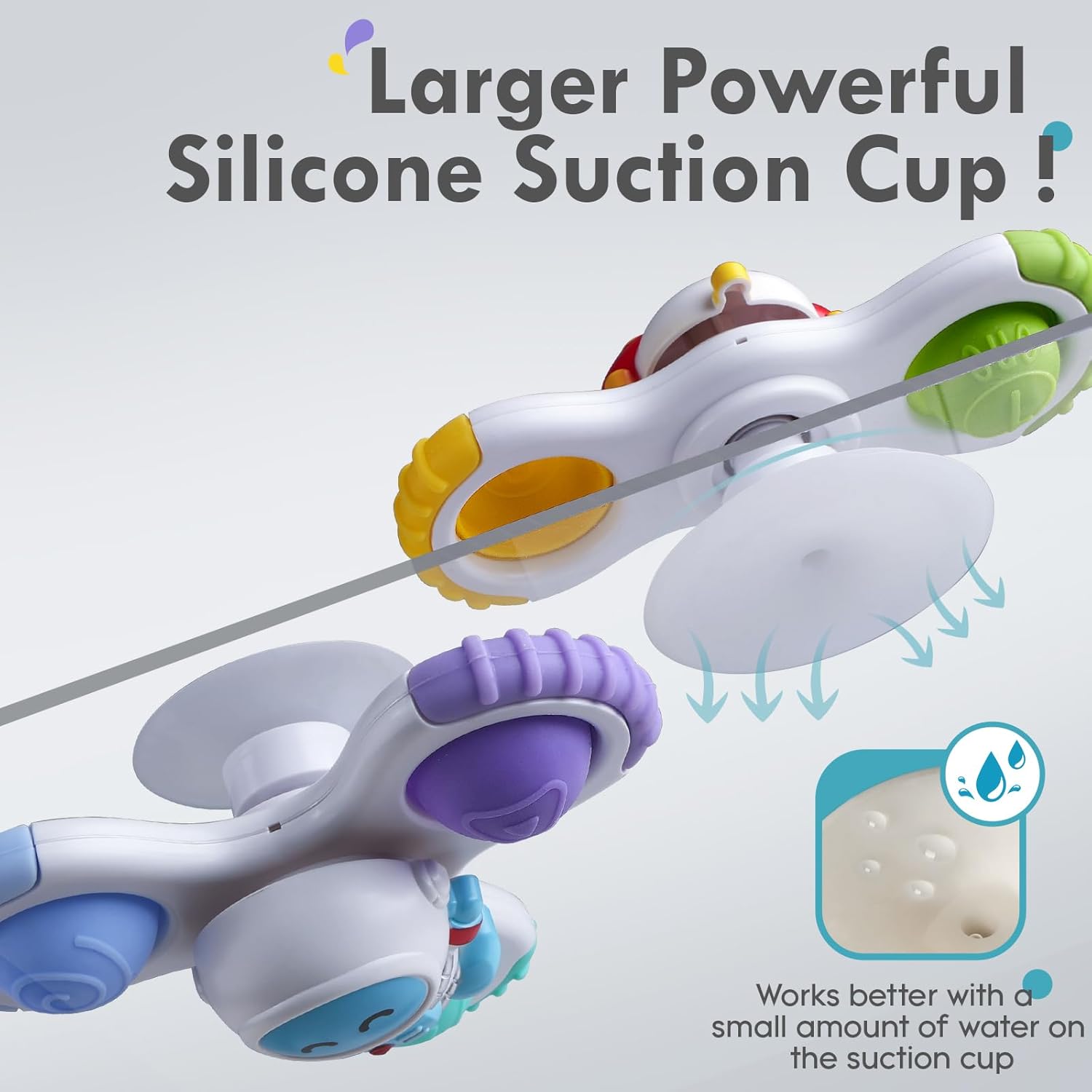 ALASOU 3PCS Pop Suction Cup Spinner Toys for 1 Year Old Boy Girl|Novelty Spinning Tops Toddler Toys Age 1-2|Sensory Baby Bath Toy for Toddlers 1-3|12 18 Months Boy Birthday Gift for Infant - Image 3