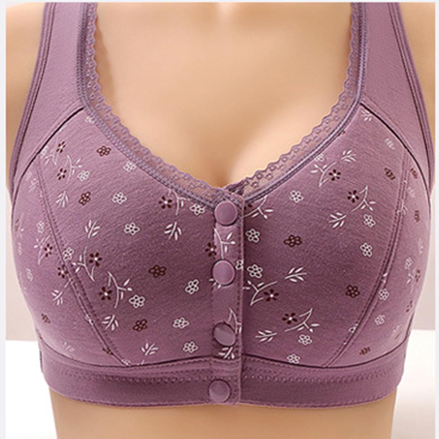 Ellymuse Daisy Bras for Senior Women 2025 Frount Closure Full Supportive Underwear Old Ladies Push Up Everyday Bra - Image 2