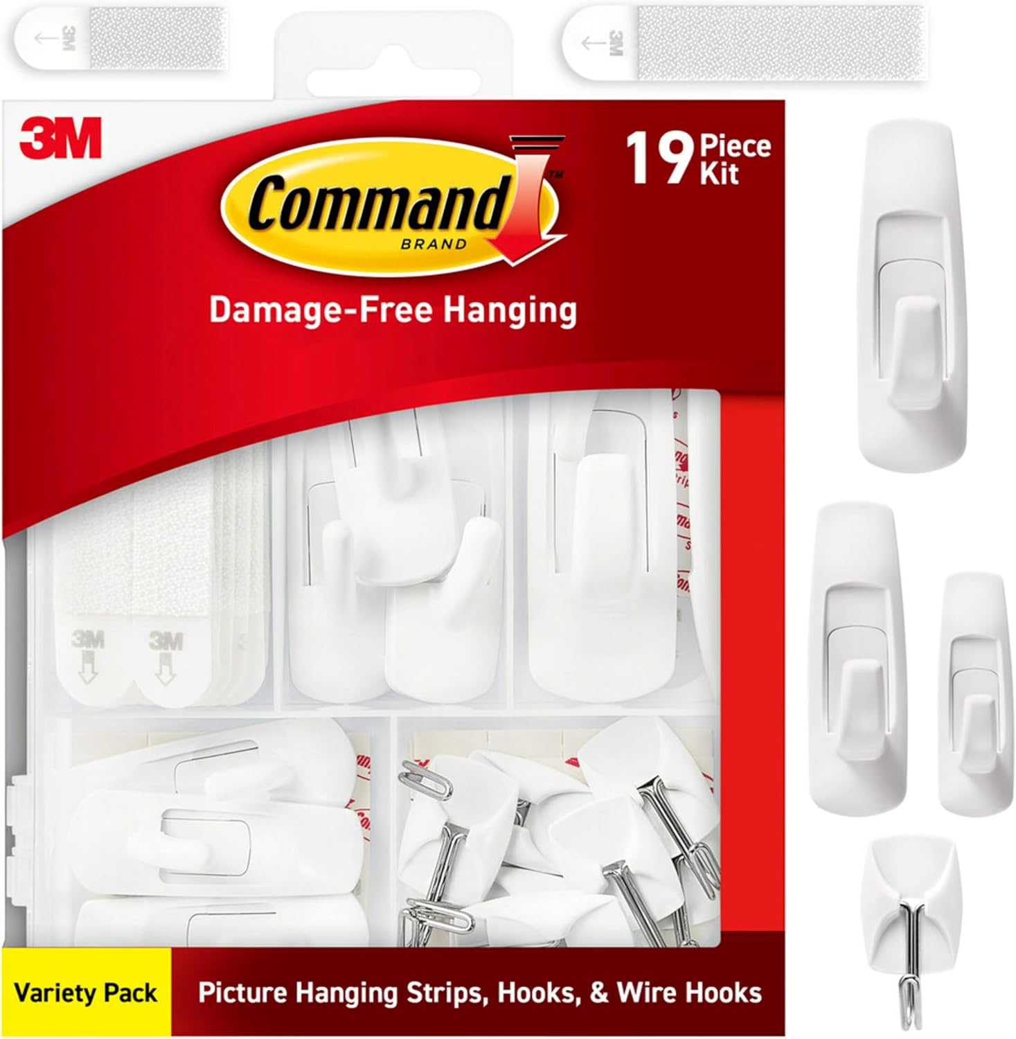 Command Variety Pack, Picture Hanging Strips, Wire Hooks and Utility Hooks, Damage Free Hanging Variety Pack for Up to 19 Items, 1 Kit, White - Image 2