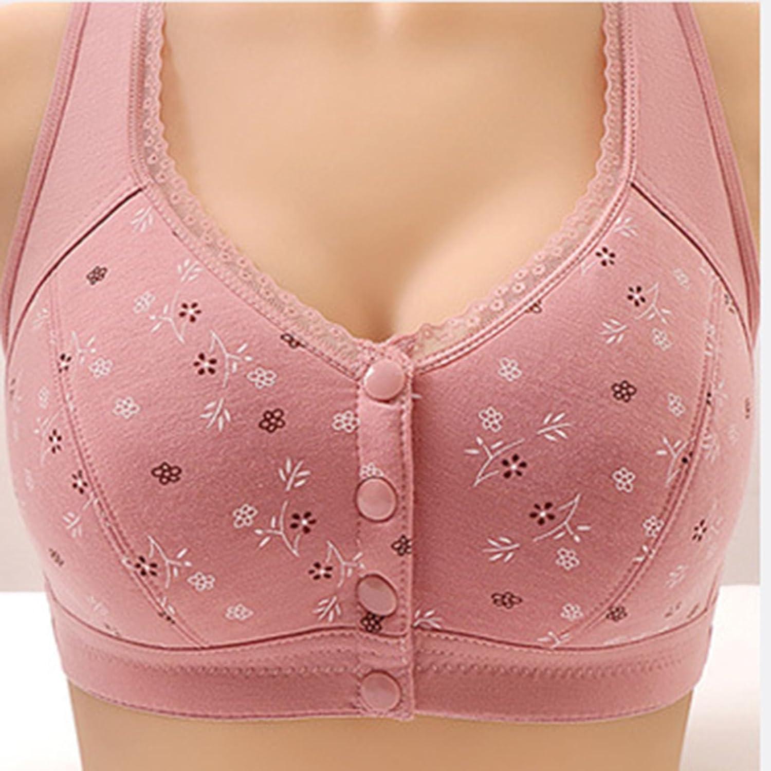 Ellymuse Daisy Bras for Senior Women 2025 Frount Closure Full Supportive Underwear Old Ladies Push Up Everyday Bra - Image 4
