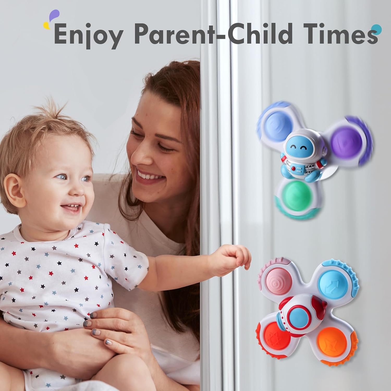 ALASOU 3PCS Pop Suction Cup Spinner Toys for 1 Year Old Boy Girl|Novelty Spinning Tops Toddler Toys Age 1-2|Sensory Baby Bath Toy for Toddlers 1-3|12 18 Months Boy Birthday Gift for Infant - Image 6