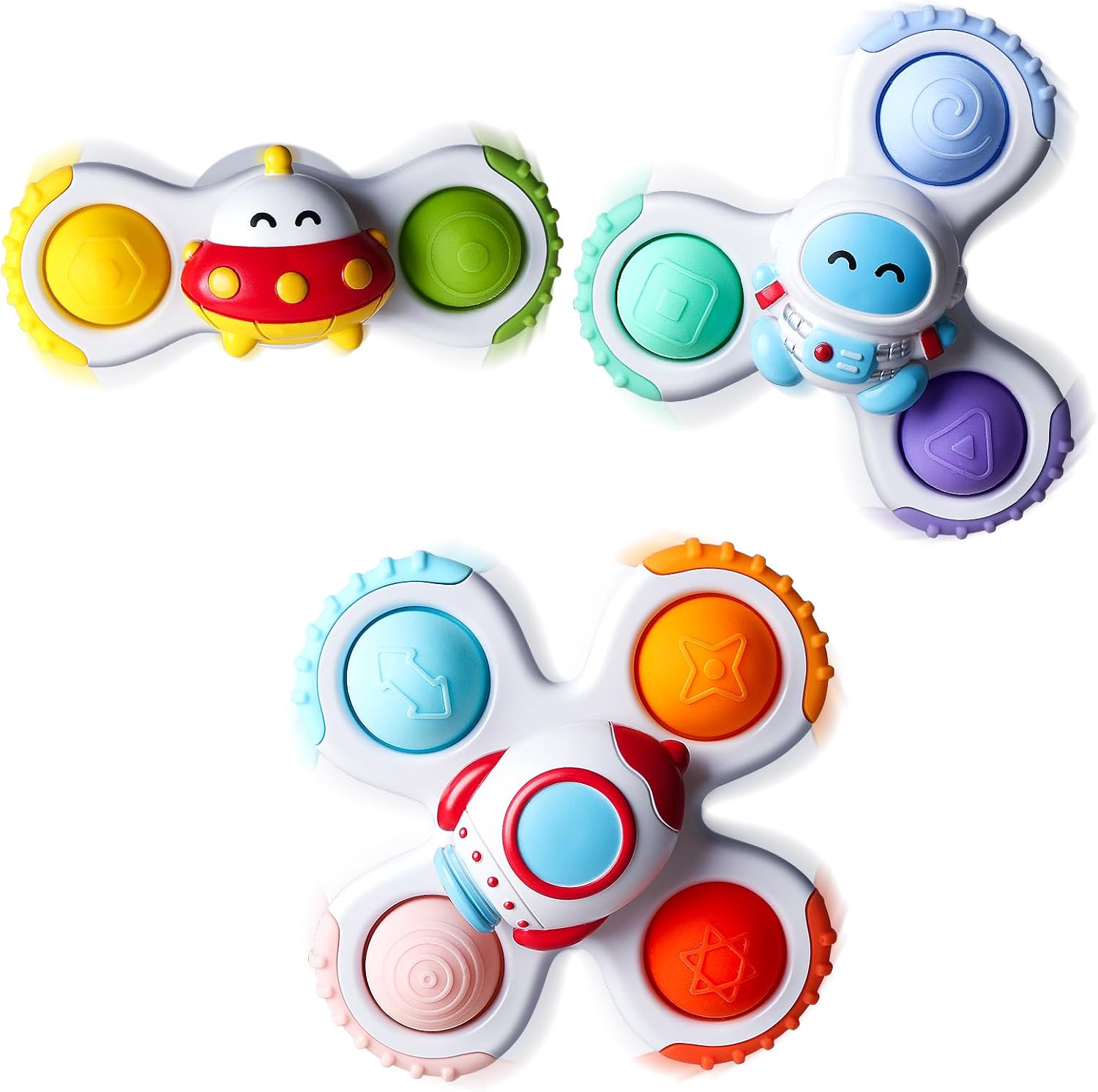 ALASOU 3PCS Pop Suction Cup Spinner Toys for 1 Year Old Boy Girl|Novelty Spinning Tops Toddler Toys Age 1-2|Sensory Baby Bath Toy for Toddlers 1-3|12 18 Months Boy Birthday Gift for Infant - Image 2