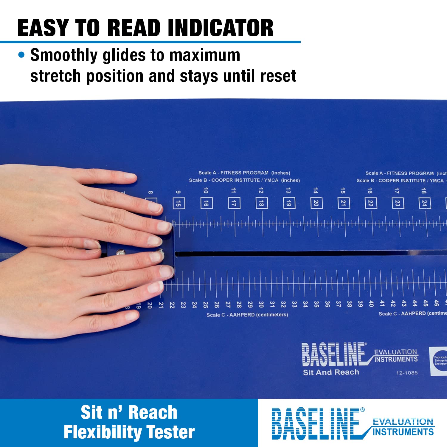 Baseline Sit n' Reach Trunk Flexibility Assessment Testing Box with Easy-To-Read Scale and Footplate for Rehab, Chiropractic, and Sports Training - Image 4