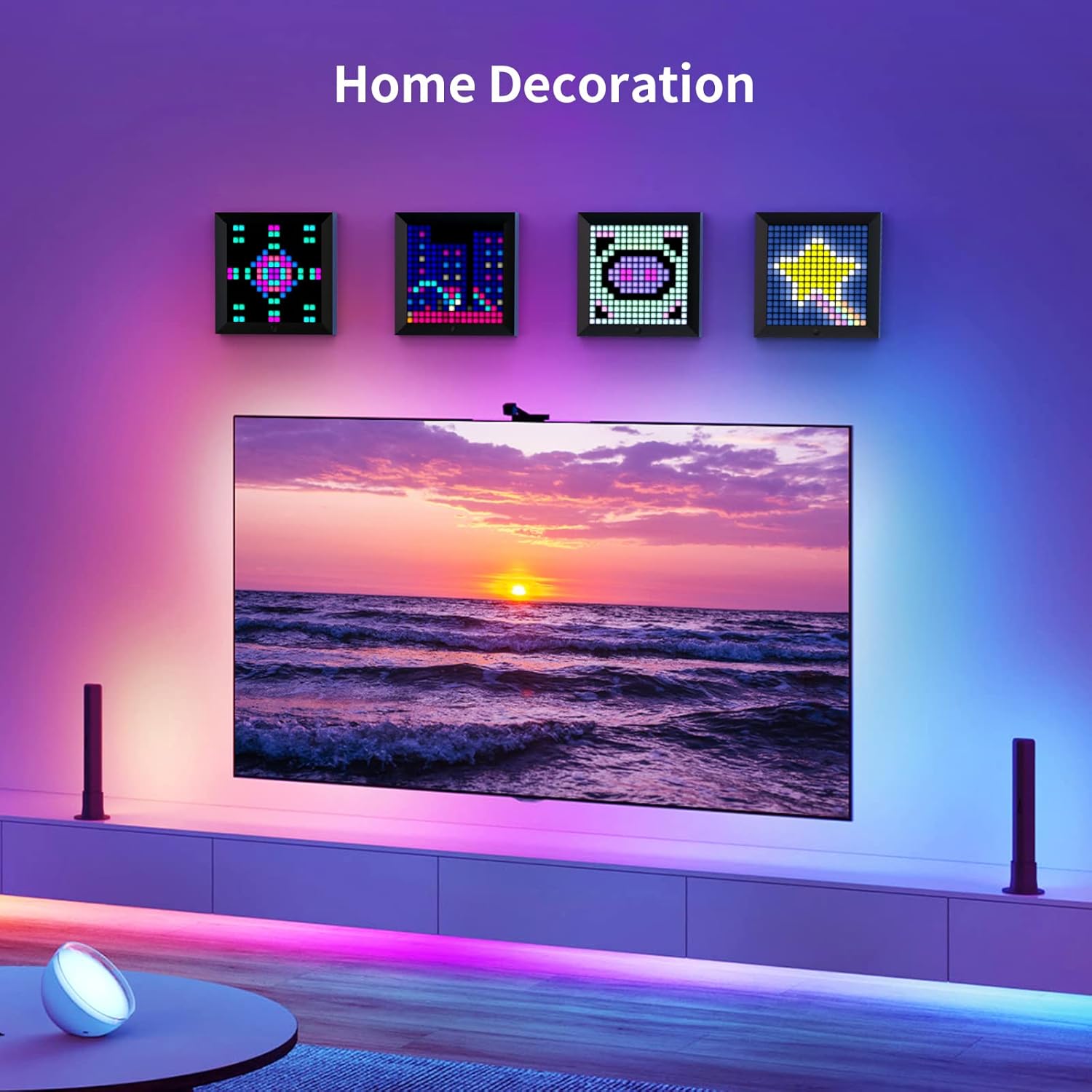 Divoom LED Light Display Panel Suit for RGB Light Bars,with Smart App Control Cool Animation Desk Setup for PC, TV, Gaming Room Decor - Image 4