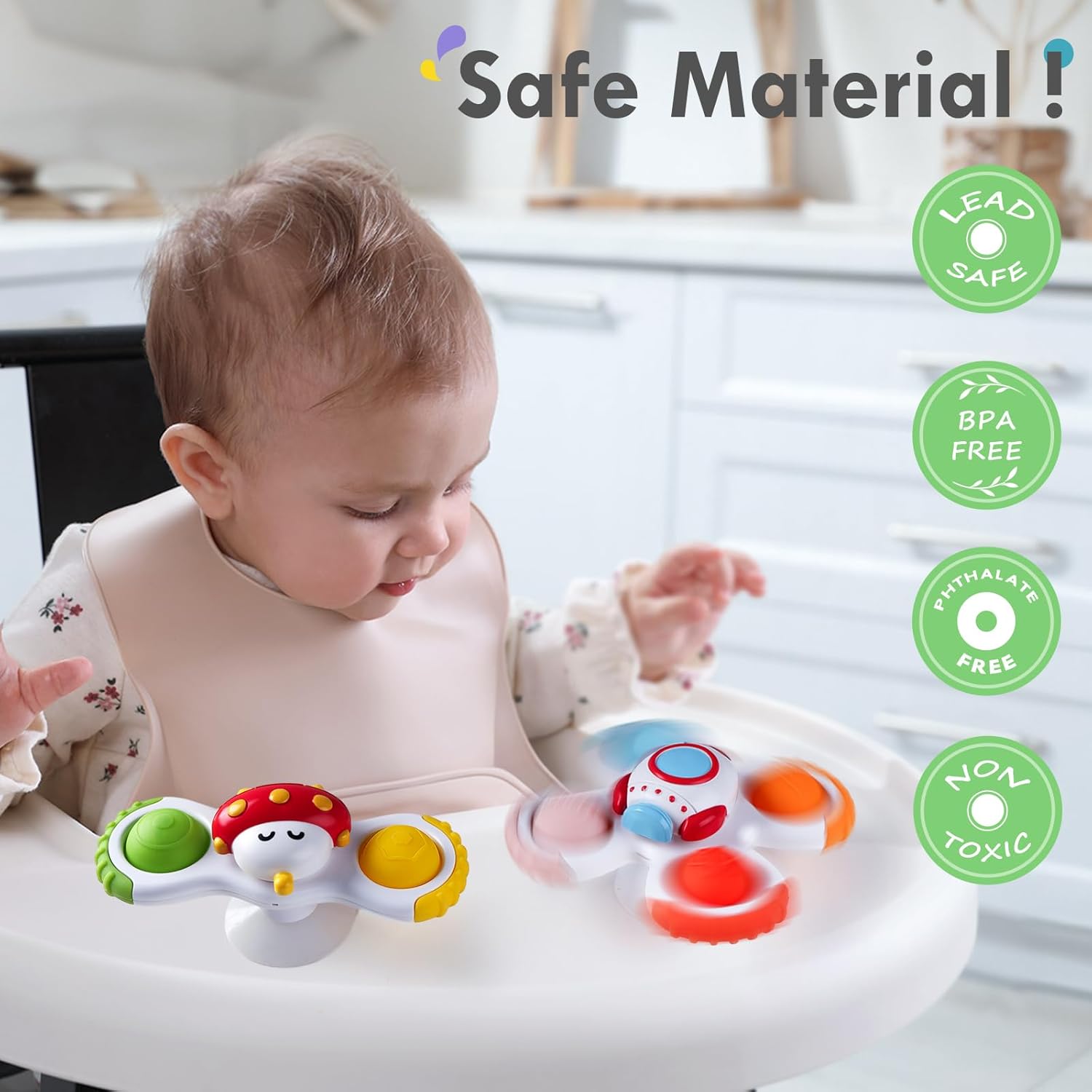 ALASOU 3PCS Pop Suction Cup Spinner Toys for 1 Year Old Boy Girl|Novelty Spinning Tops Toddler Toys Age 1-2|Sensory Baby Bath Toy for Toddlers 1-3|12 18 Months Boy Birthday Gift for Infant - Image 4