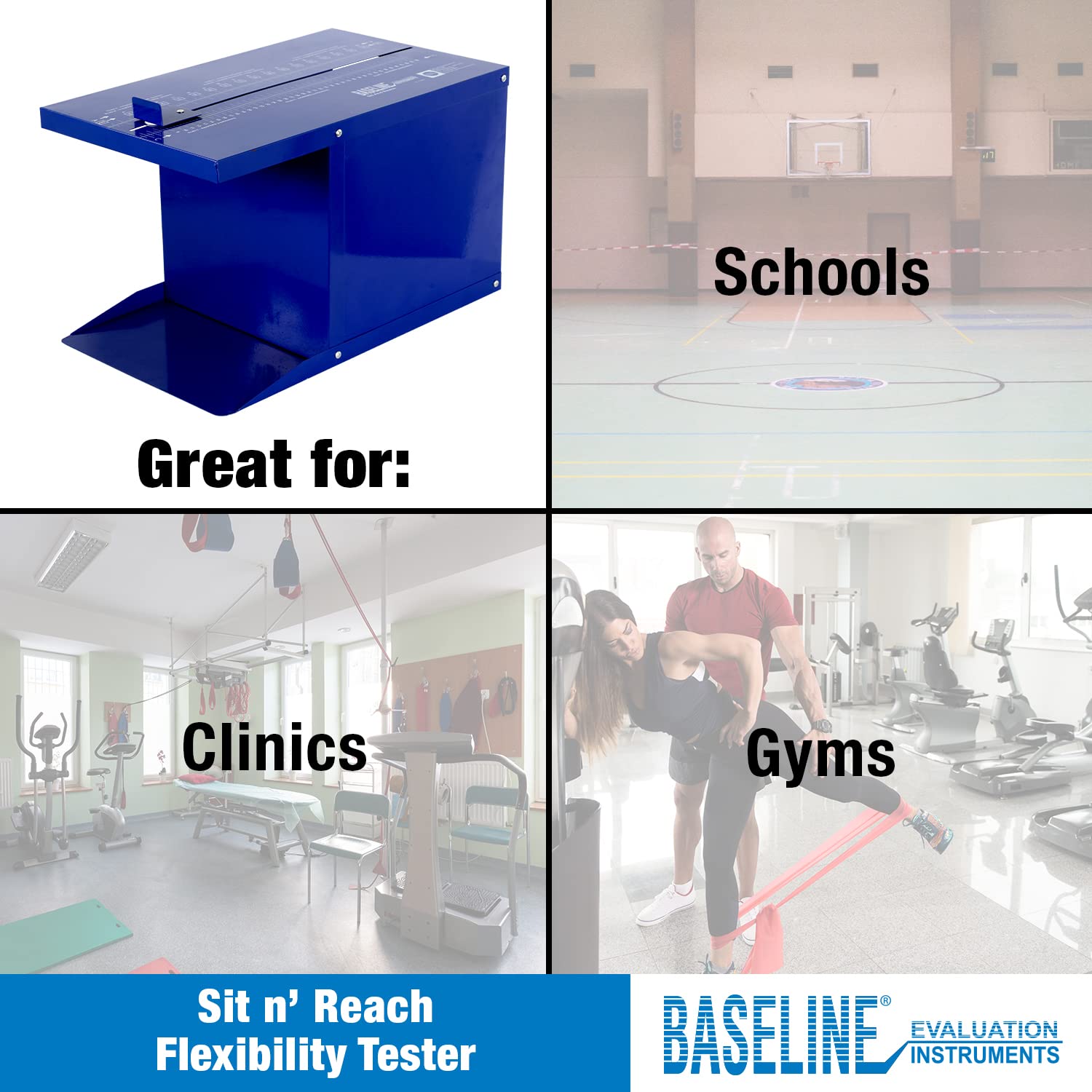 Baseline Sit n' Reach Trunk Flexibility Assessment Testing Box with Easy-To-Read Scale and Footplate for Rehab, Chiropractic, and Sports Training - Image 5
